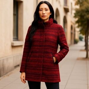 Mackage Wool-Blend Coat | Size S | Red & Black | NWOT